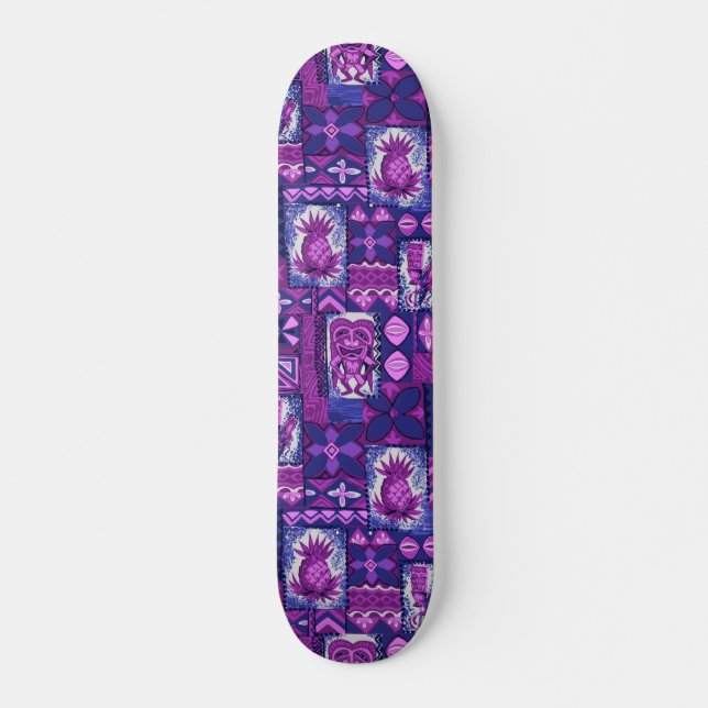 Pomaika’i Tiki Hawaiian Vintage Tapa Skateboard (Front)