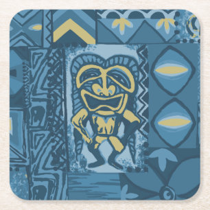 Pomaika’i Tiki Hawaiian Vintage Tapa Square Paper Coaster