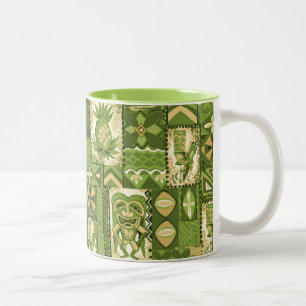 Pomaika’i Tiki Hawaiian Vintage Tapa Two-Tone Coffee Mug