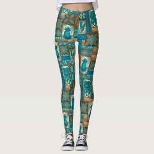 Pomaika’i Tiki Hawaiian Vintage Tropical Tapa Leggings