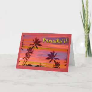 Pomaikai Good Luck in Hawaiian with Palm Trees Card
