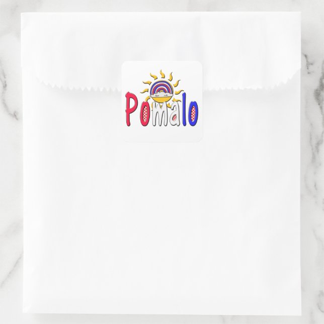 Pomalo – Croatian Relaxation with Sun & Rainbow  Square Sticker (Bag)