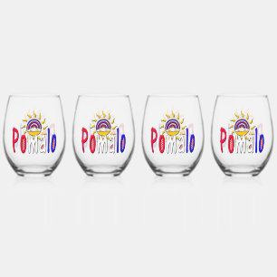 Pomalo – Croatian Relaxation with Sun & Rainbow  Stemless Wine Glass