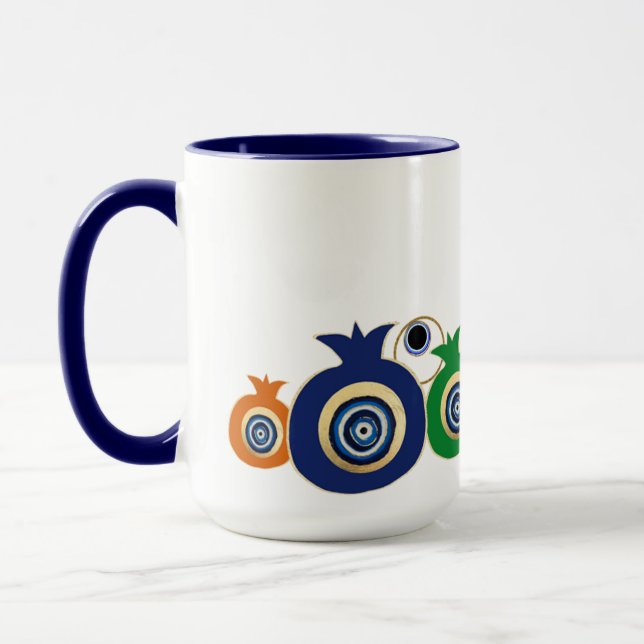 Pomegranate and evil eye mug  (Left)