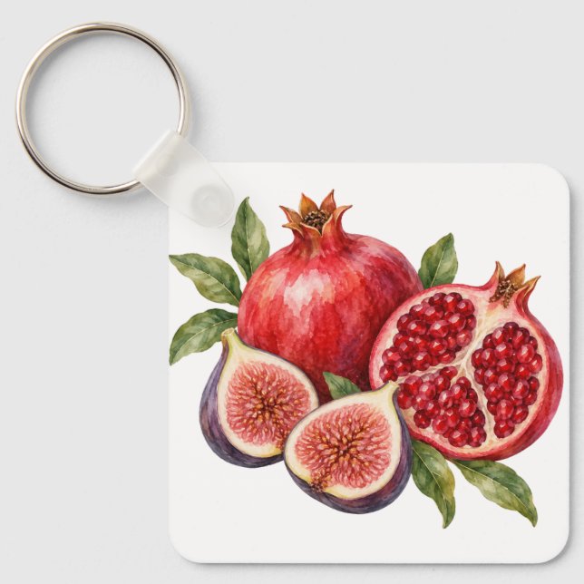 Pomegranate and Fig Halves Keychain (Front)