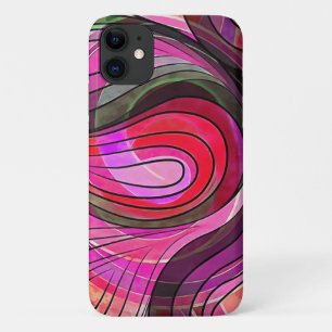 Pomegranate And Granite Doodle With Black Lines iPhone 11 Case