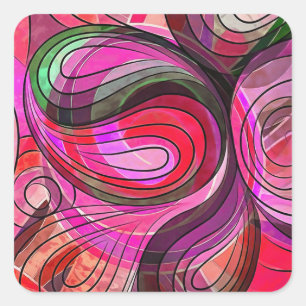 Pomegranate And Granite Doodle With Black Lines Square Sticker