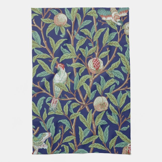 Pomegranate and Little Bird, William Morris Tea Towel (Vertical)