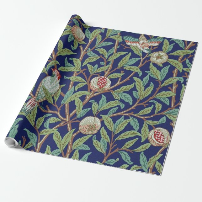 Pomegranate and Little Bird, William Morris Wrapping Paper (Unrolled)