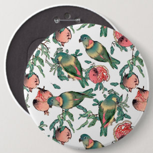 Pomegranate and Lovebirds 6 Cm Round Badge