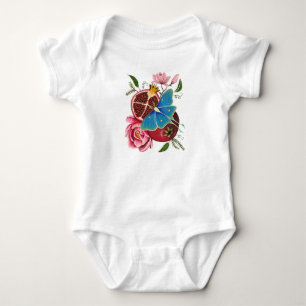 Pomegranate and Luna Moth Gender Neutral Onsie Baby Bodysuit