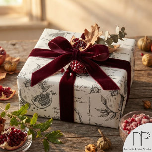 Pomegranate and Mediterranean Moth Wrapping Paper