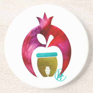 Pomegranate Apple Honey Art Rosh Hashana Coaster