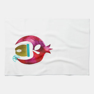 Pomegranate Apple Honey Art Rosh Hashana Tea Towel