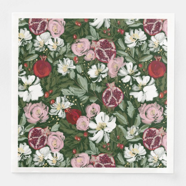Pomegranate Blooms Napkin (Front)