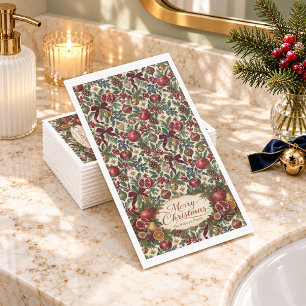 Pomegranate Botanical Christmas Napkin