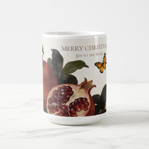 Pomegranate Botanical Christmas,Vintage Fruit Coffee Mug