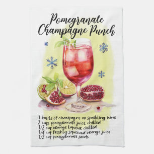 Pomegranate Champagne Punch Recipe Tea Towel