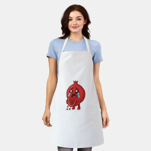 Pomegranate Crying Cartoon Sticker – Cute Fruit Apron