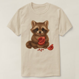 Pomegranate & Cute Racoon Baby Retro Fall Fruit T-Shirt