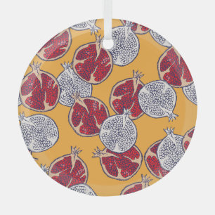 Pomegranate Drawn: Handmade Vintage Pattern Glass Tree Decoration