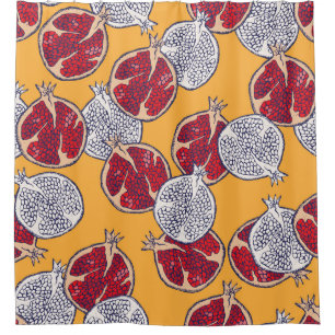 Pomegranate Drawn: Handmade Vintage Pattern Shower Curtain