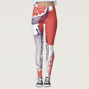 Pomegranate Fashion: Seamless Vintage Pattern Leggings