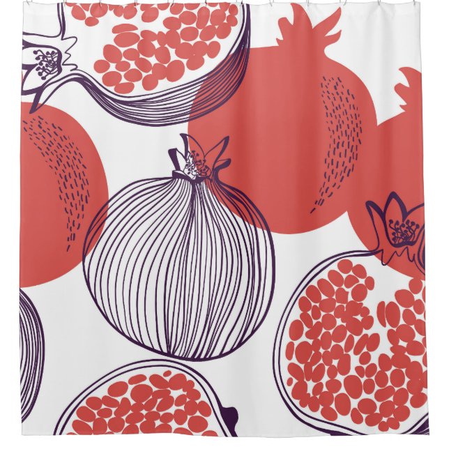 Pomegranate Fashion: Seamless Vintage Pattern Shower Curtain (Front)