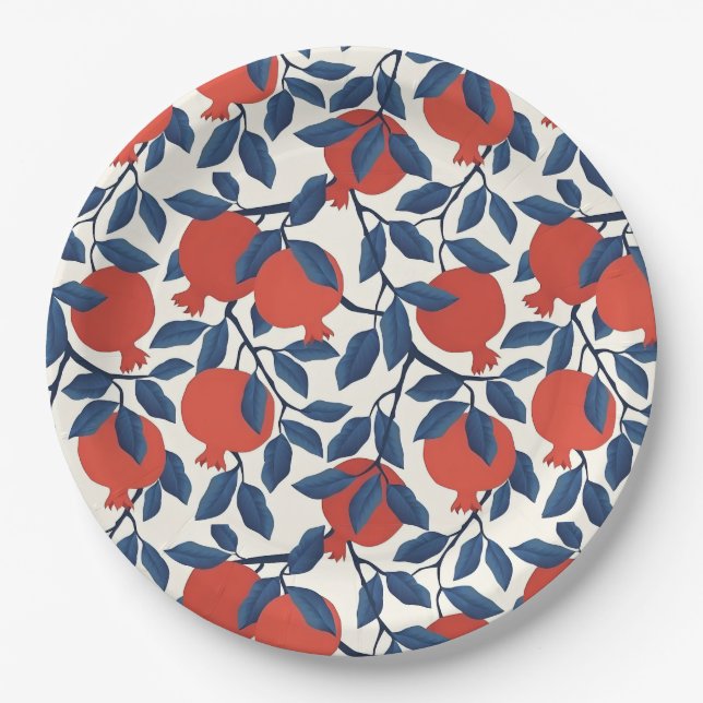 Pomegranate festive  paper plate (Front)