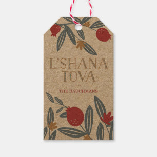 Pomegranate Florals Rosh Hashanah Gift Tags