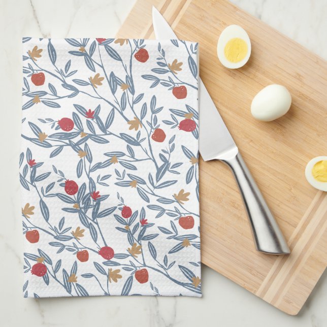 Pomegranate Florals Tea Towel (Quarter Fold)