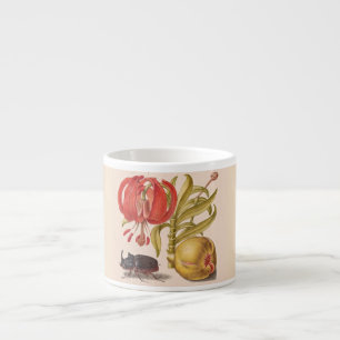 Pomegranate Flower, Fruit and Rhinoceros Beetle Espresso Cup