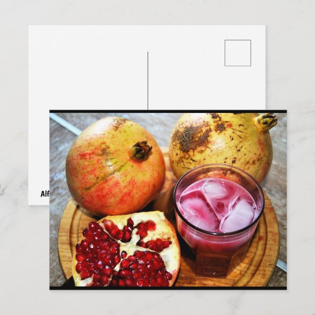 Pomegranate Fruit and Juice Postcard (Front/Back)