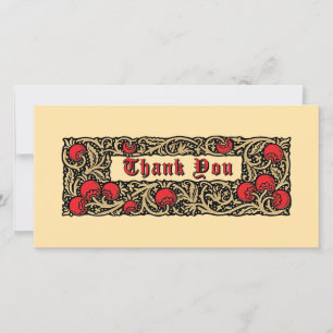 Pomegranate Fruit Foliage Border Thank You Card