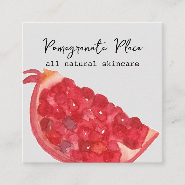 Pomegranate Fruit Handmade Skincare Square Business Card (Front)