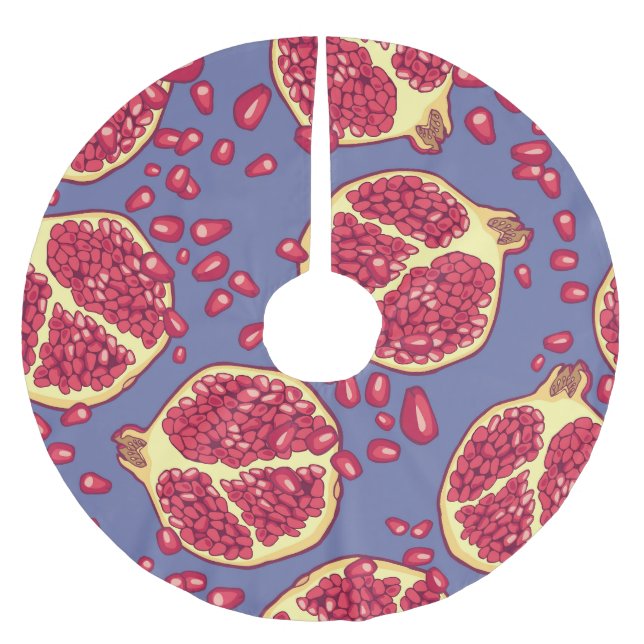 Pomegranate Fruit Seamless Pattern Design Brushed Polyester Tree Skirt (Front)