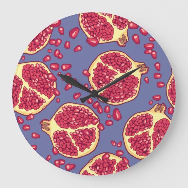 Pomegranate Fruit Seamless Pattern Design Large Clock (Front)