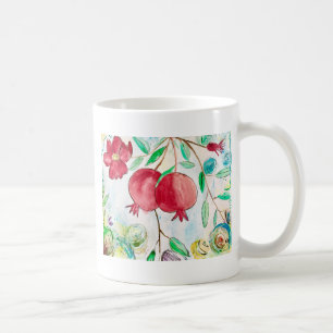 Pomegranate Fruit Watercolor Healthy Mediterranean Coffee Mug