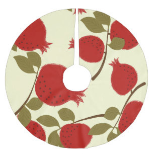 Pomegranate Fruits: Cartoon Yellow Background Brushed Polyester Tree Skirt