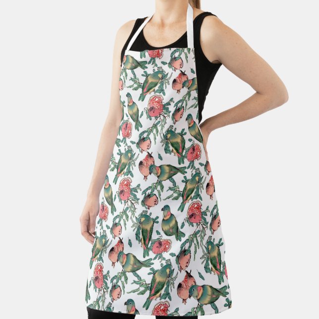 Pomegranate Fruits & Lovebirds Pattern Apron (Insitu)