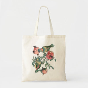 Pomegranate Fruits & Lovebirds Tote Bag