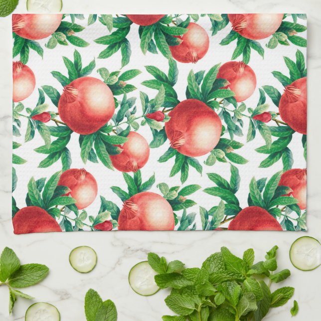 Pomegranate Fruits Pattern Tea Towel (Folded)