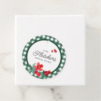 Pomegranate & Green Gingham Custom Favour Tags