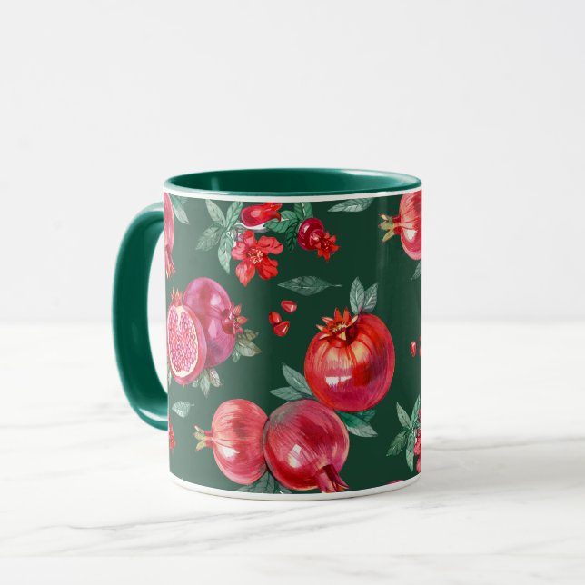 Pomegranate Green Mug (Front Left)