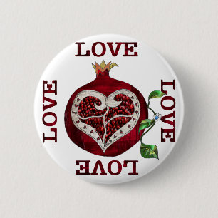 Pomegranate Heart LOVE Valentine 6 Cm Round Badge