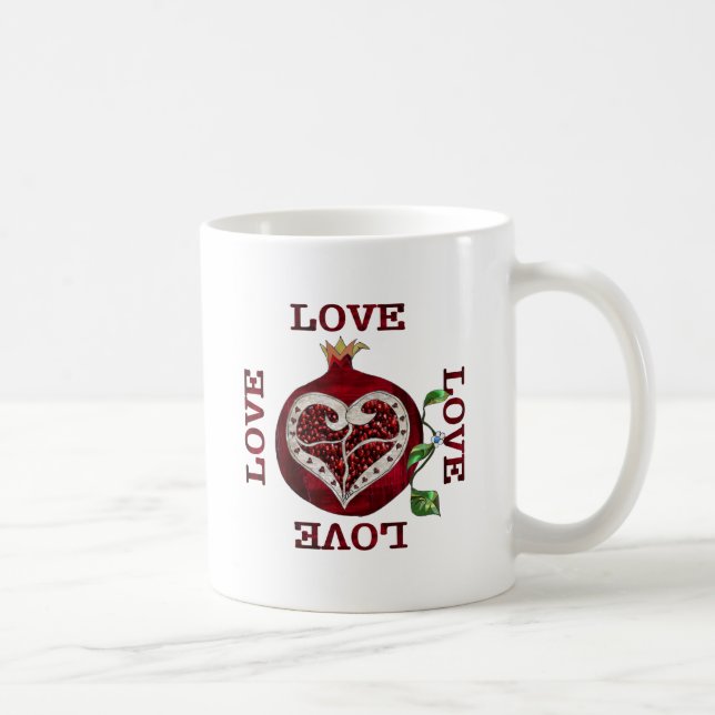 Pomegranate Heart LOVE Valentine Coffee Mug (Right)