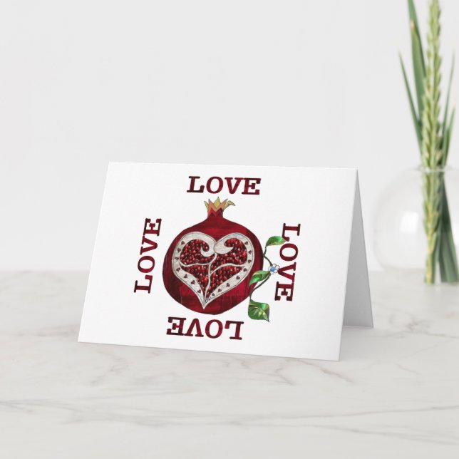 Pomegranate Heart LOVE Valentine Holiday Card (Front)