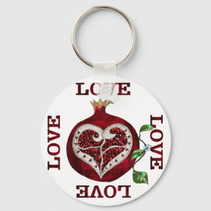Pomegranate Heart LOVE Valentine Key Ring