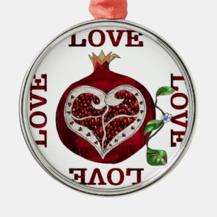 Pomegranate Heart LOVE Valentine Metal Tree Decoration