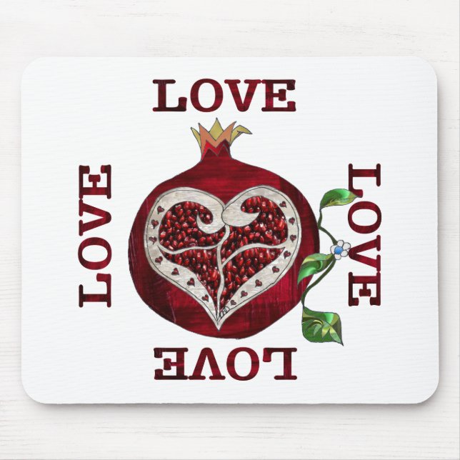 Pomegranate Heart LOVE Valentine Mouse Mat (Front)